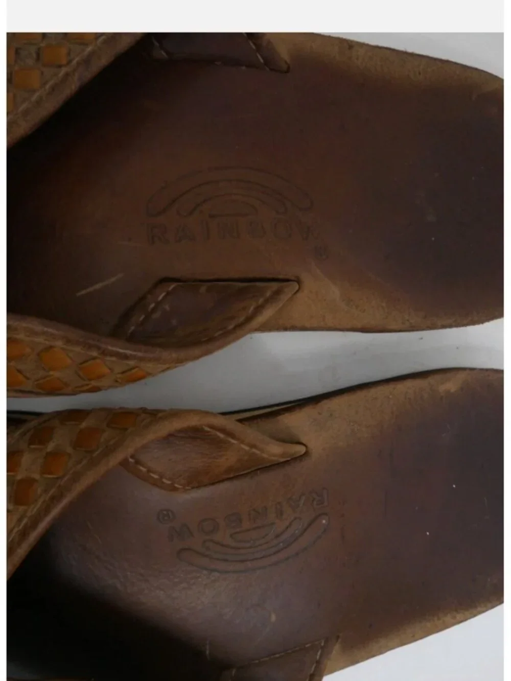 Rainbow Sandals Flip Flops Genuine Leather Large 9.5-10.5 Braided Double Layer